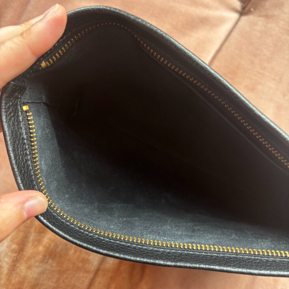 Cuyana Black Leather Zip Cosmetic Pouch with Gold Hardware - Picture 9 of 9